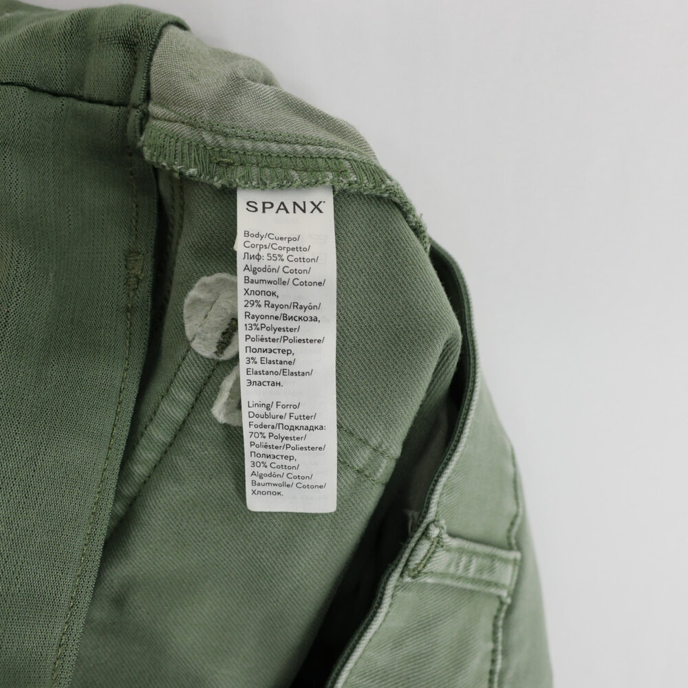 Spanx Stretch Twill Pants Womens S  Petite Green Cropped Wide Leg High Rise - Picture 10 of 11